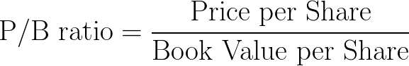 P/B ratio,PBR,price to book value ratio,PBV,PTBV,market-to-book ratio,MBR,MTBR,price-to-equity ratio,PER,PTER formula,equation,calculator