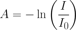 Absorptivity for gases in Beer-Lambert law (given in and out intensity of the radiation) formula