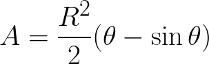 Area of circular segment (given radius and central angle) formula