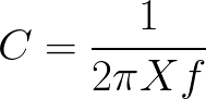 Capacitance (given capacitive reactance and frequency) formula