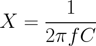 Capacitive reactance (given frequency and capacitance) formula
