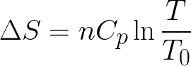 Change in entropy with constant heat and pressure formula