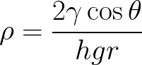 Density of liquid (given liquid-air surface tension,capillary action) formula