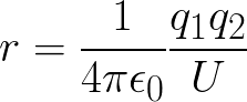 Distance (given electrostatic potential energy and electrical charge) formula