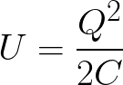 Electric potential energy in a capacitor (given capacitance and electric charge) formula