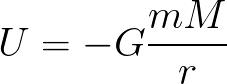 Gravitational potential energy general formula  (given mass and distance) formula
