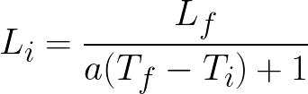Initial length (Given linear thermal expansion coefficient, final length, initial temperature and final temperature) formula
