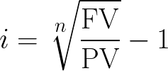 Interest rate (given future value of a present sum, number of periods and present value) formula