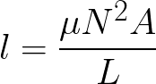 Length of coil of solenoid (given magnetic permeability,inductance,area,number of turns) formula