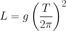 Length of simple pendulum (given period and local gravity) formula