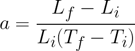 Linear thermal expansion coefficient (given length and temperature) formula