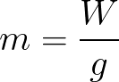 Mass (given weight and gravity) formula