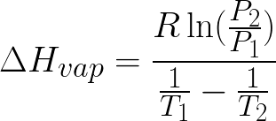 Molar enthalpy of vaporization (The Clausius-Clapeyron equation) formula