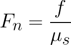 Normal force (given static friction) formula