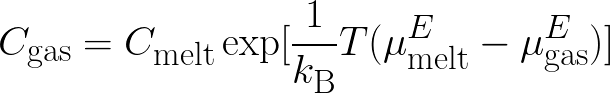 Number concentration of solute gas in gas phase (Henry's law in geophysics,chemical potential) formula