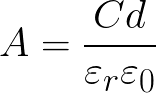 Overlap area (capacitance of a parallel-plate capacitor,relative static permittivity,distance) formula