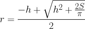 Radius of cylinder (given surface area and height) formula