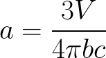 Radius of ellipsoid (given volume and two radii) formula