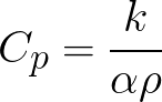 Specific Heat Capacity (given thermal diffusivity,Thermal Conductivity and Density) formula