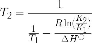 Temperature of interest (Given equilibrium constant and enthalpy change)(The Van 't Hoff equation) formula