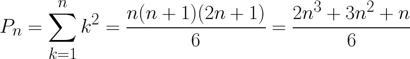 n-th square pyramidal number or pyramid number formula